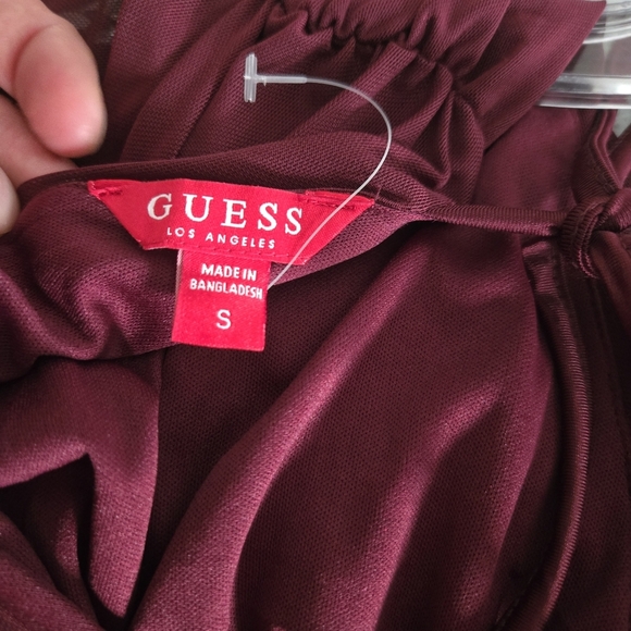 GUESS Womens Burgundy Thong Drape Long Sleeve Bodysuit Size Small - Picture 7 of 8